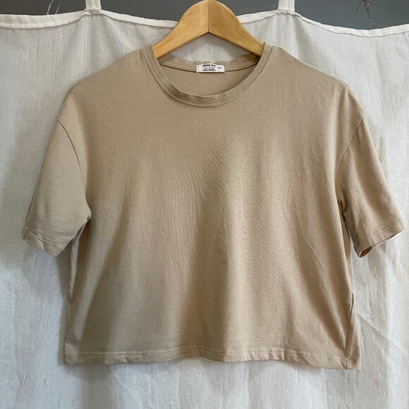 Nude/Tan Cropped T-shirt - Picture 1 of 5